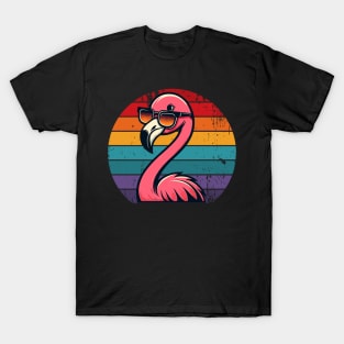 Cool Retro Flamingo in Sunglasses 70s 80s 90s Funny Flamingo T-Shirt
